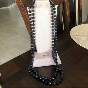 Vintage Super Long 1 Layer Black Necklace